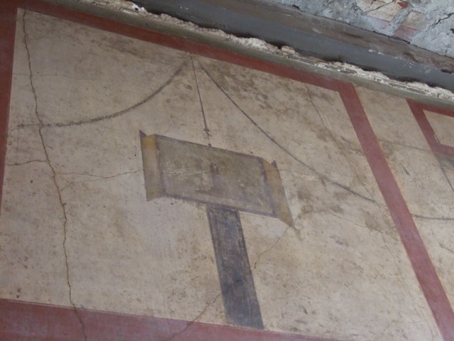 I.6.15 Pompeii.  December 2007. Entrance corridor.  Painted plaster on east and south walls and ceiling.