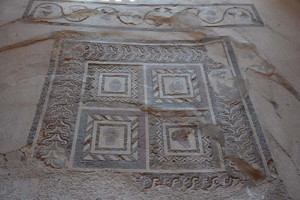 I.7.1 Pompeii. October 2019. Looking south across mosaic emblema in centre of floor of oecus.
Foto Annette Haug, ERC Grant 681269 DÉCOR.

