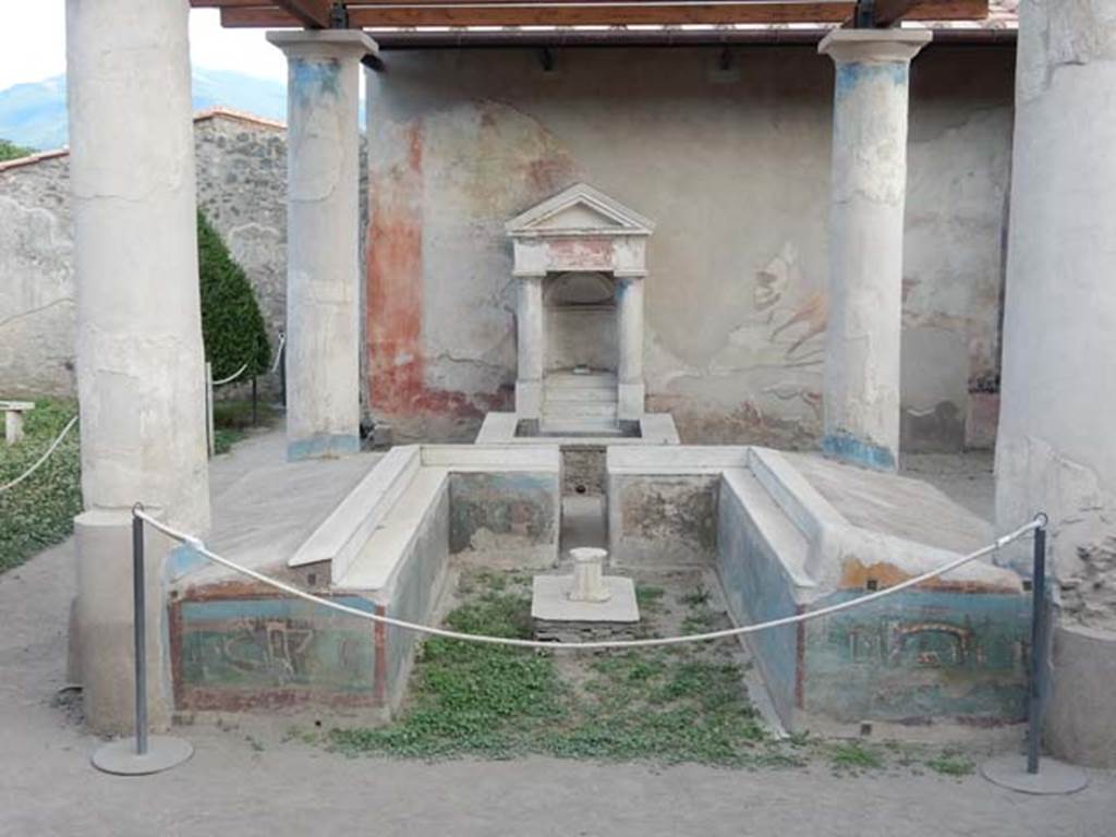 I.7.12 Pompeii. May 2017. Looking south towards summer triclinium with painted panels. Photo courtesy of Buzz Ferebee.
