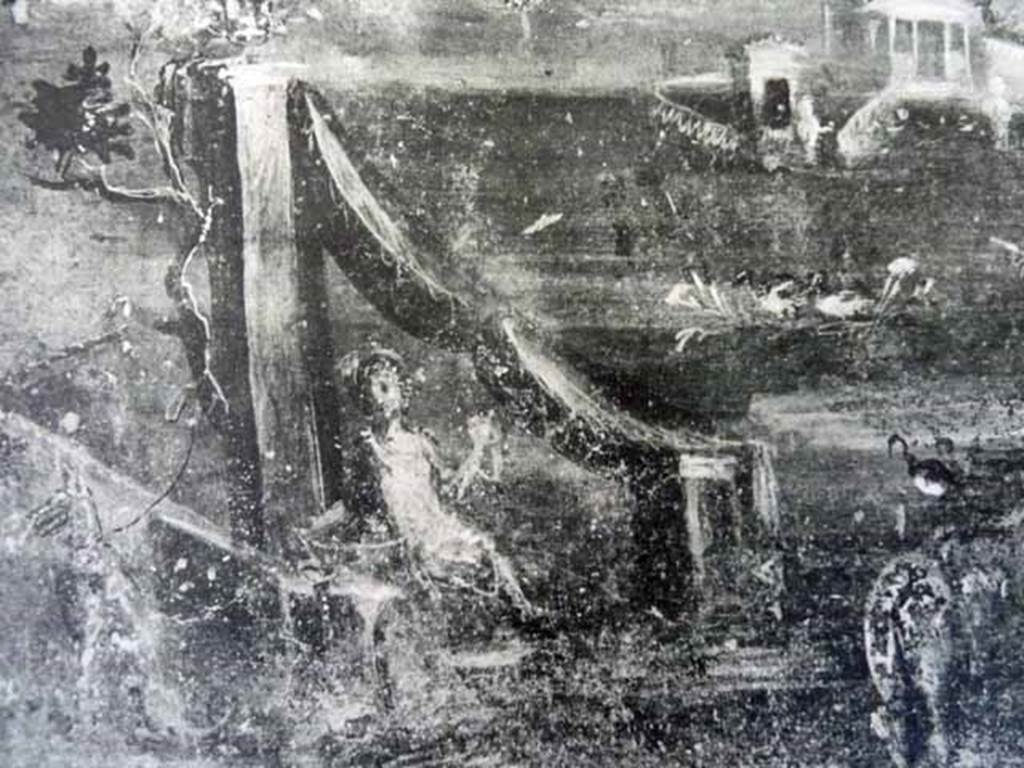 I.7.12 Pompeii. Detail from painted panel on inside of east side of summer triclinium at north end.