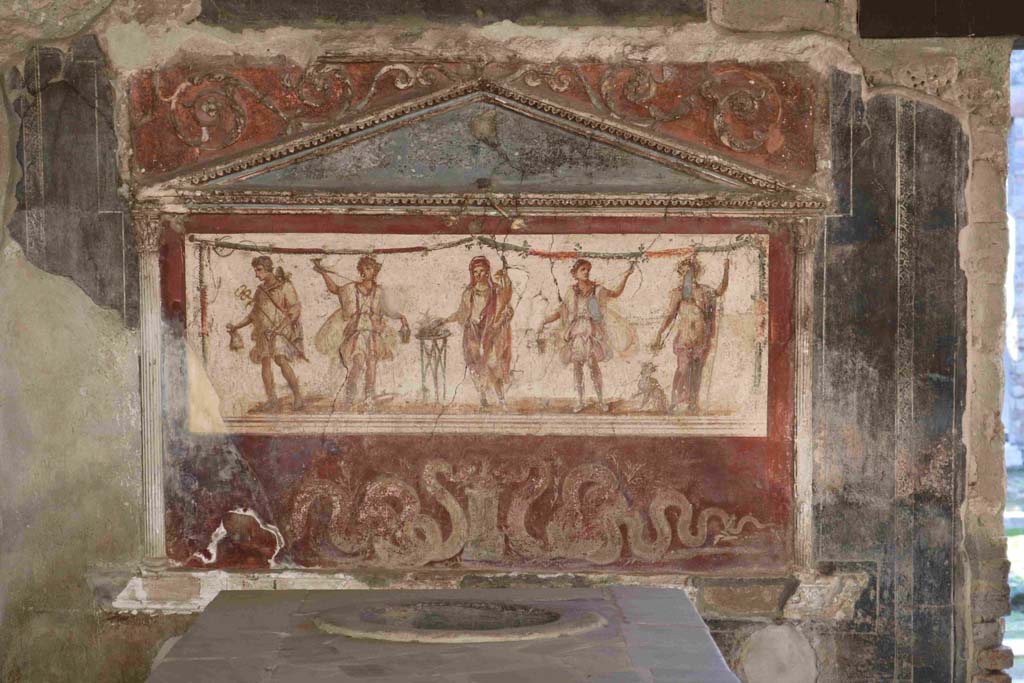 I.8.8 Pompeii. March 2008. Lararium on south wall. Photo courtesy of Nicolas Monteix.