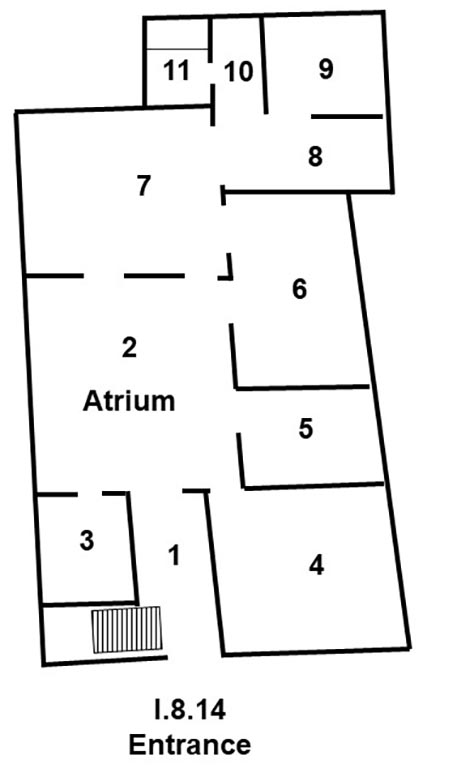 I.8.14 Pompeii. Casa di Epidius Primus. 
Room Plan.