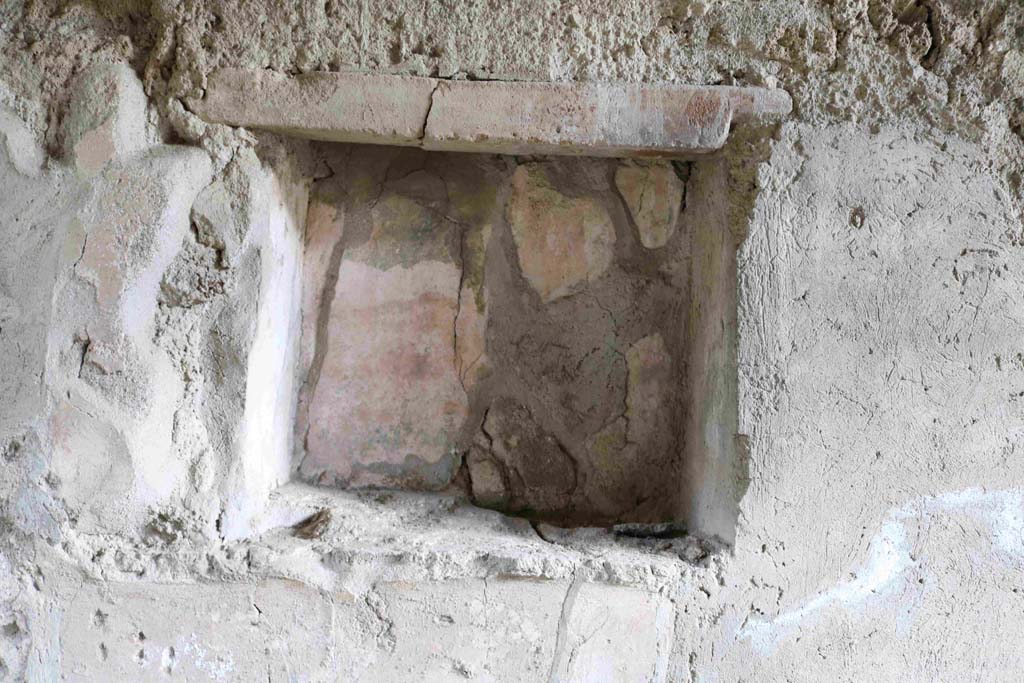 I.8.15 Pompeii. December 2018. 
Looking towards north wall of the room from the doorway of the room on the west side of the shop-room. 
On the right is a doorway leading through to I.8.16. Photo courtesy of Aude Durand.

