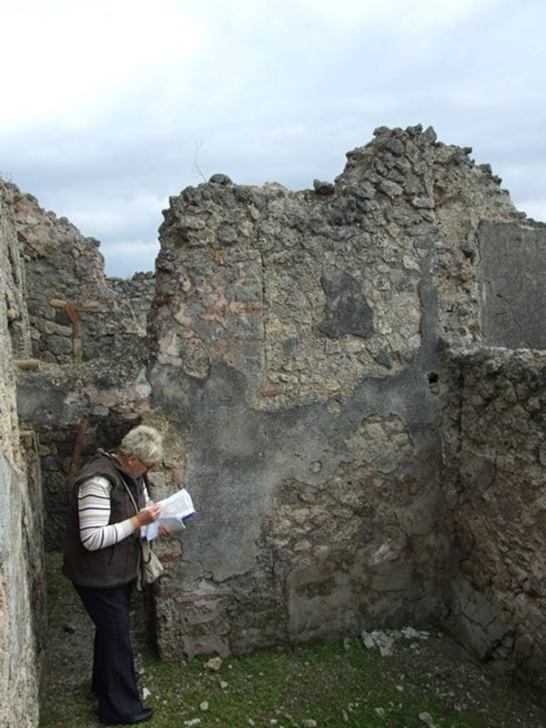 I.9.3 Pompeii. March 2009. Room 7. East wall with door to room 8.