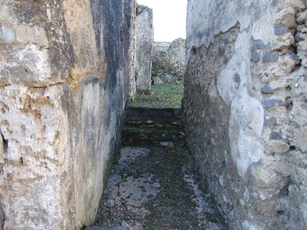 I.9.10 Pompeii. December 2006. Corridor with steps, to garden at rear.
According to Jashemski, this garden was three steps higher than the rest of the house.  See Jashemski, W. F., 1993. The Gardens of Pompeii, Volume II: Appendices. New York: Caratzas. (p.44)
