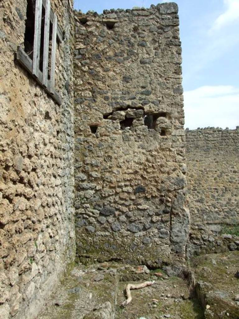 I.9.11 Pompeii.  March 2009.  North and east wall of rear yard 