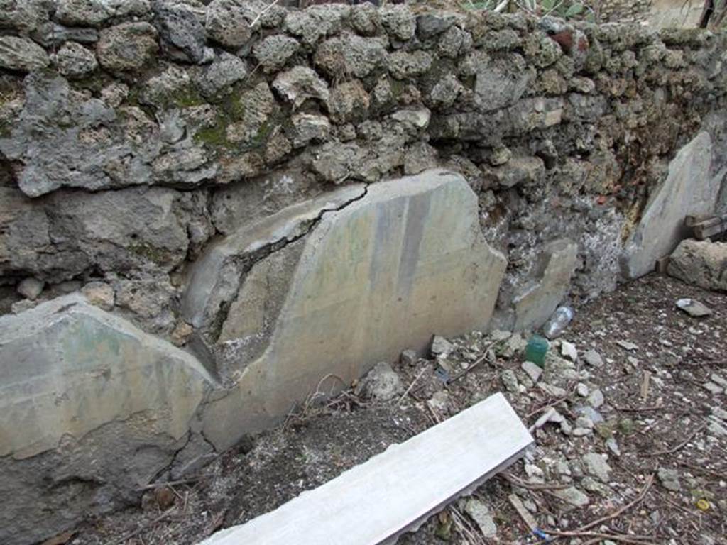 I.9.14 Pompeii. March 2009.  Room 2.  Remains of garden painting on north garden wall.