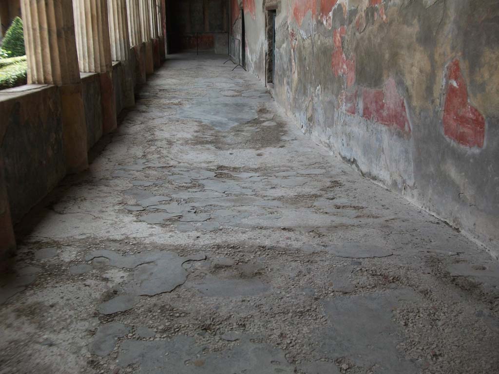 I.10.4 Pompeii. December 2018.
Looking south-east across peristyle, and south along west portico towards south-west corner. Photo courtesy of Aude Durand.
