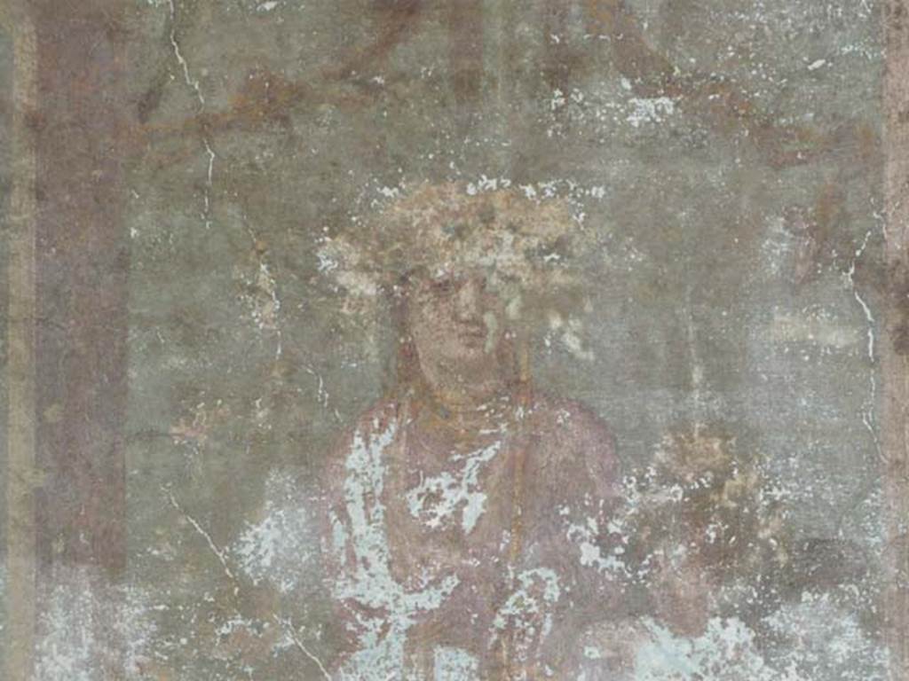 I.10.4 Pompeii. October 2017. Alcove 24, detail of painted plaster of Venus and cherubs in temple.
Foto Annette Haug, ERC Grant 681269 DCOR.
