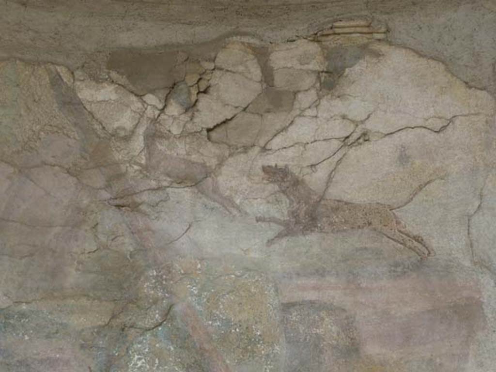 I.10.4 Pompeii. May 2015. Alcove 22, detail from left (east) side. Photo courtesy of Buzz Ferebee. 
