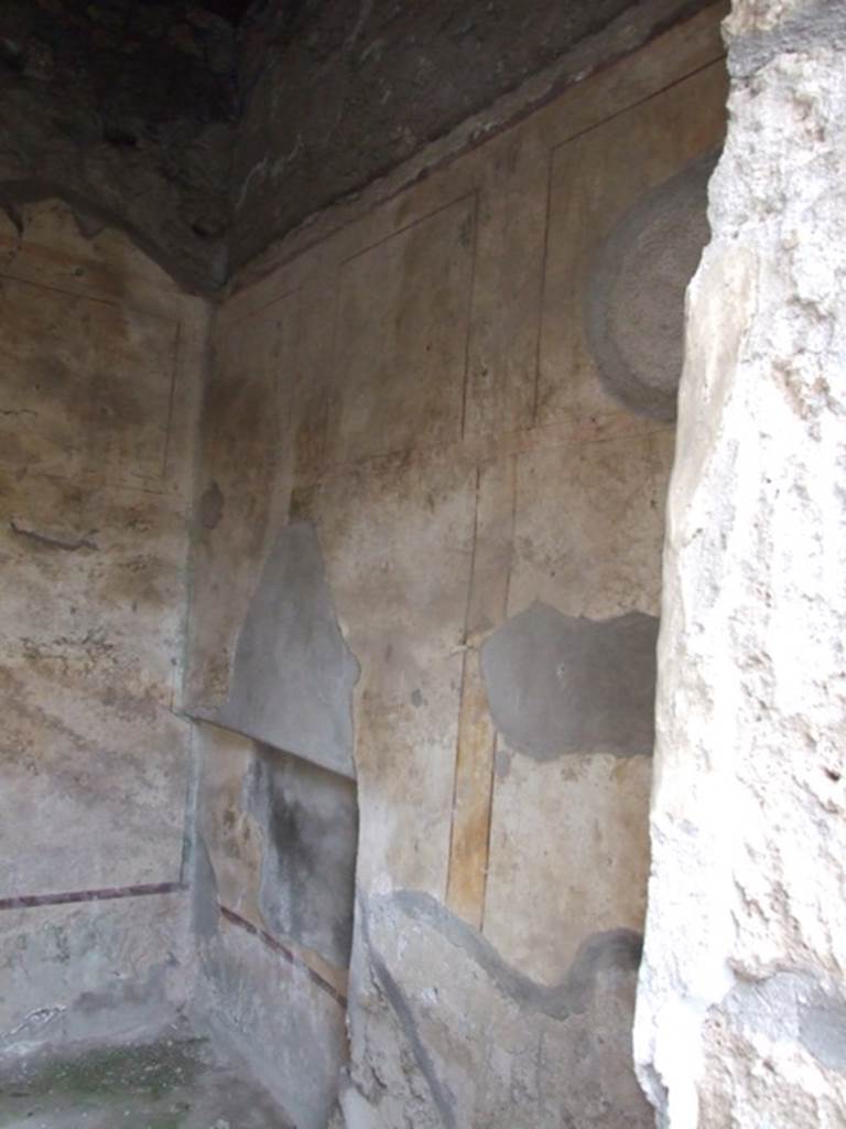 I.11.6 Pompeii. March 2009. Room 3. Painted north wall with bed recess.