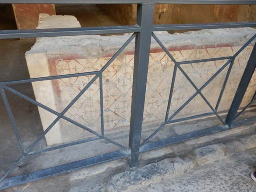 I.12.3 Pompeii, May 2018. Detail of front of counter at east end. Photo courtesy of Buzz Ferebee.