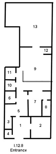 I.12.8 Pompeii. Casa e Officina del Garum degli Umbricii 
Room Plan