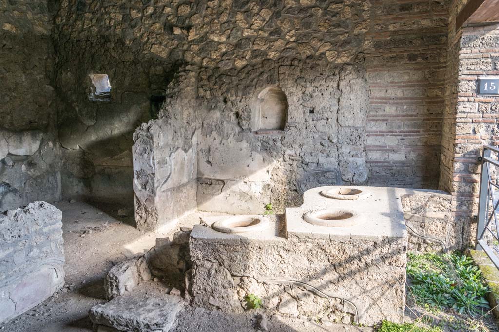 I.14.15 Pompeii. January 2019. Looking towards north-east corner of rear room, across bar-room.
Photo courtesy of Johannes Eber.

