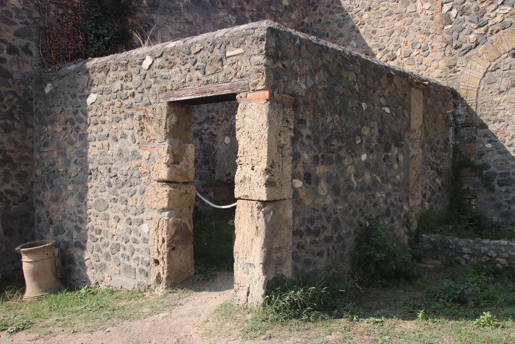 I.15.1 Pompeii. October 2023. Looking north-west towards doorway at rear. Photo courtesy of Klaus Heese.