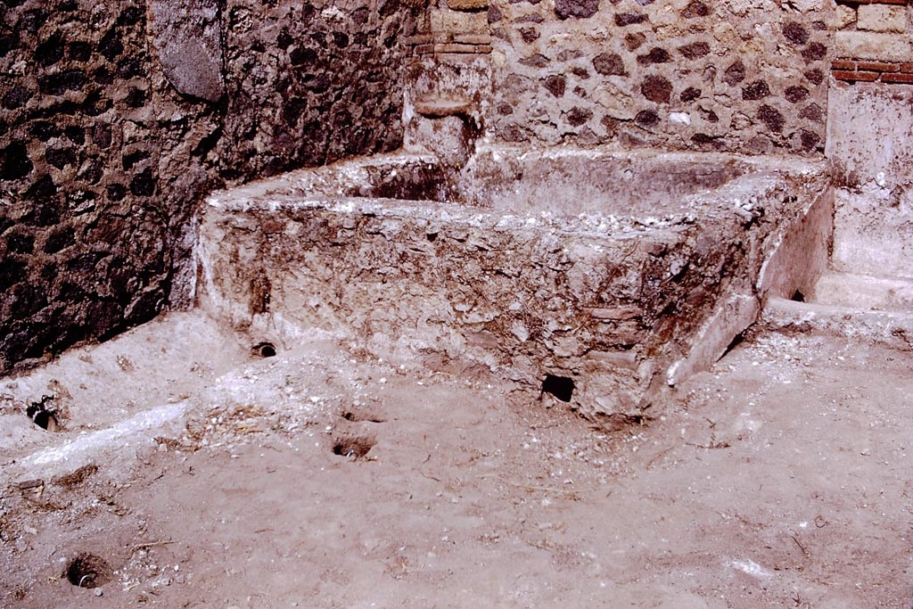 I.15.I. Pompeii. 1972. Basin in north-west corner of rear. Photo by Stanley A. Jashemski. 
Source: The Wilhelmina and Stanley A. Jashemski archive in the University of Maryland Library, Special Collections (See collection page) and made available under the Creative Commons Attribution-Non-Commercial License v.4. See Licence and use details.
J72f0635
