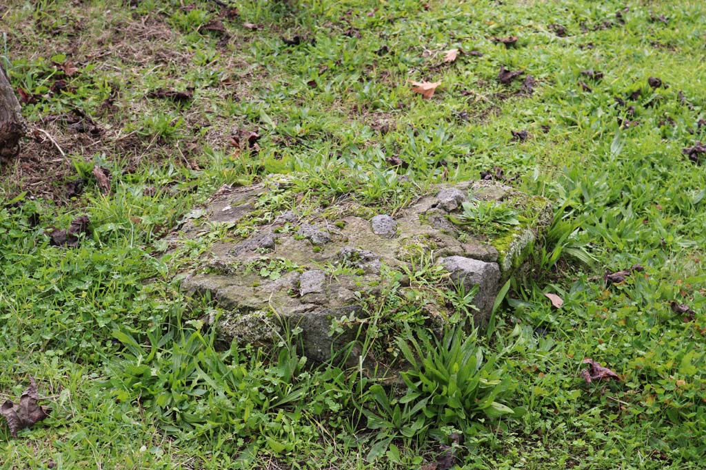 I.20.1 Pompeii. December 2018. Looking west across garden area towards buried/fallen structure. Photo courtesy of Aude Durand.