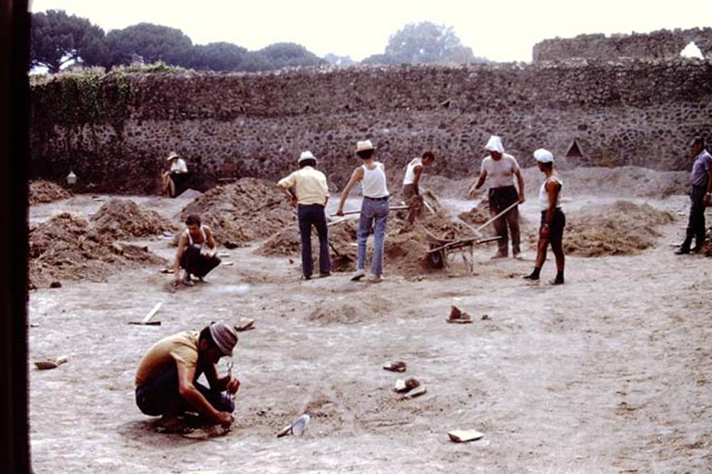 I.20.5 Pompeii. 1972. Looking west during excavations and cleaning of root cavities. Photo by Stanley A. Jashemski. 
Source: The Wilhelmina and Stanley A. Jashemski archive in the University of Maryland Library, Special Collections (See collection page) and made available under the Creative Commons Attribution-Non Commercial License v.4. See Licence and use details. J72f0083
