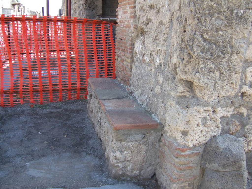 II.1.1 Pompeii. September 2005. Bench outside II.1.1, looking east.                                     