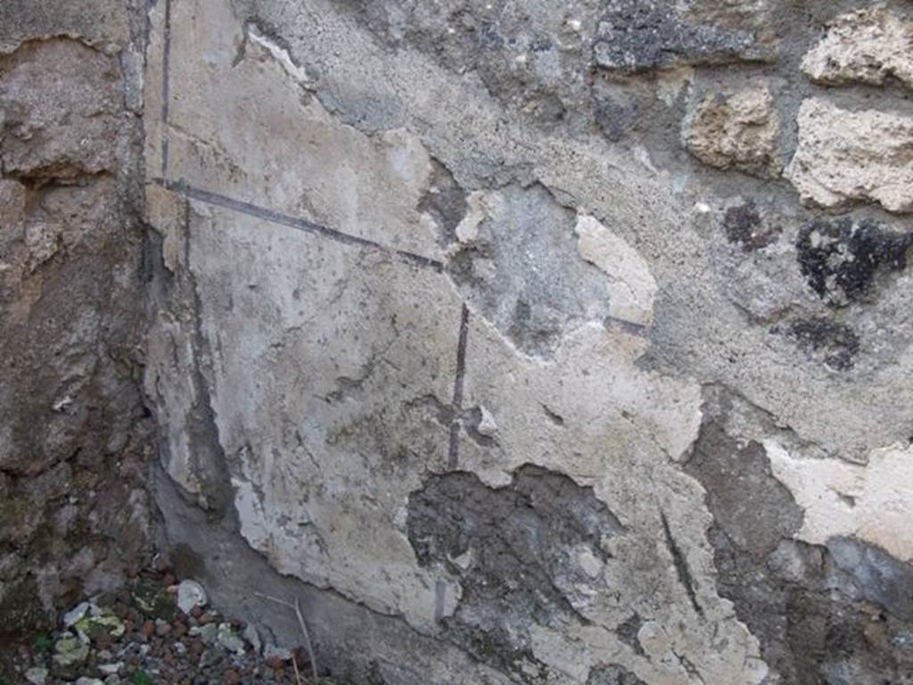 II.1.3.  Detail of remains of painted plaster on north wall of cubiculum on north west side of atrium.