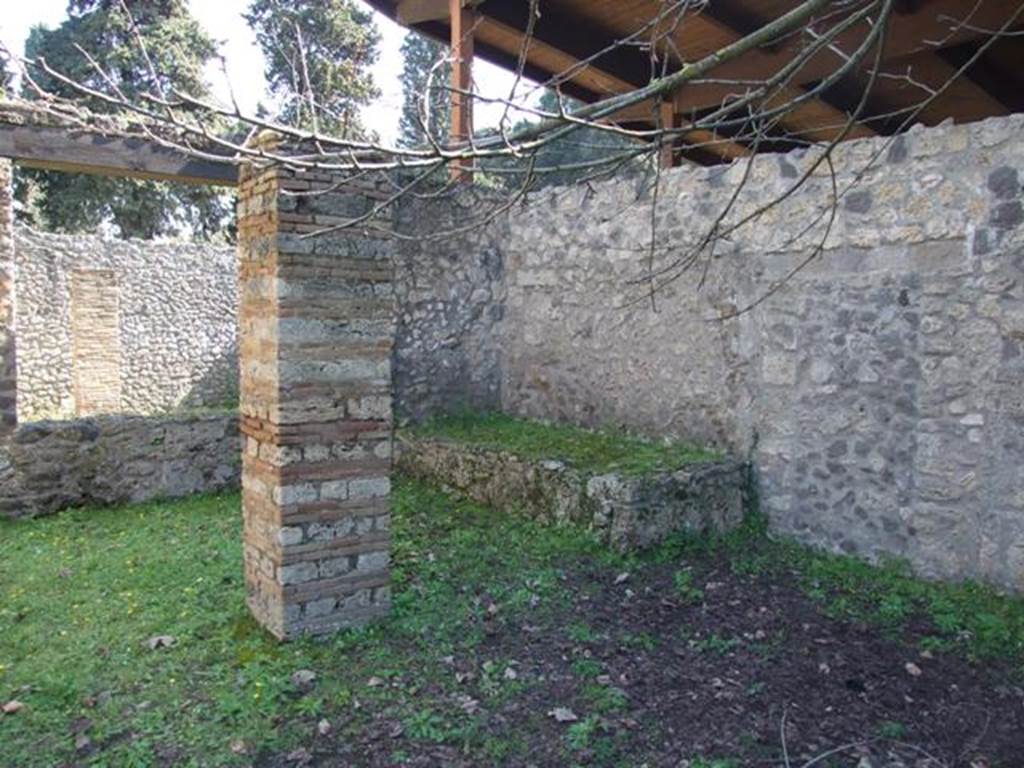 II.1.11 Pompeii.  March 2009.   Looking south east across the remains of the 1st of two rooms at the rear of the front garden yard.