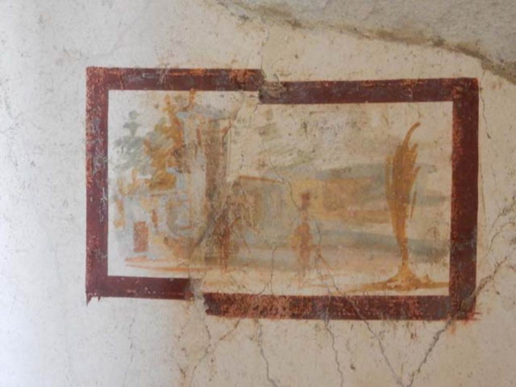 II.2.2 Pompeii. May 2016. Room “d”, detail from painted panel on east end of north wall. Photo courtesy of Buzz Ferebee.

