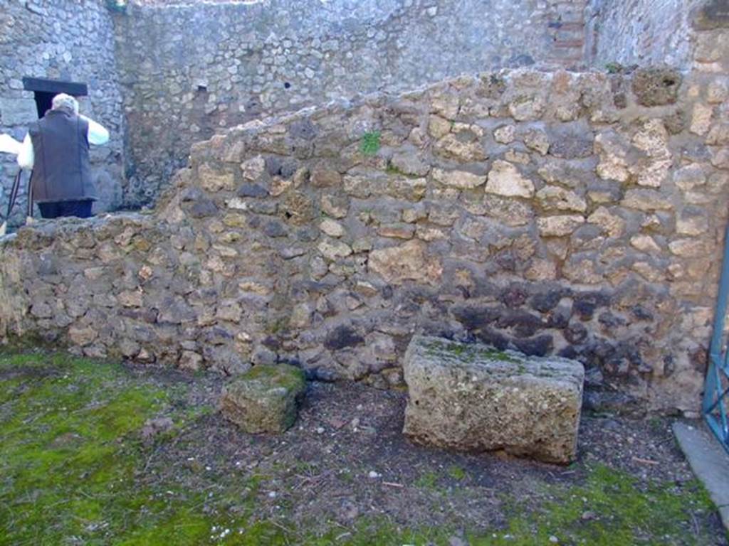 II.3.2 Pompeii. March 2009.  West wall of workshop, site of stairs to upper floor.