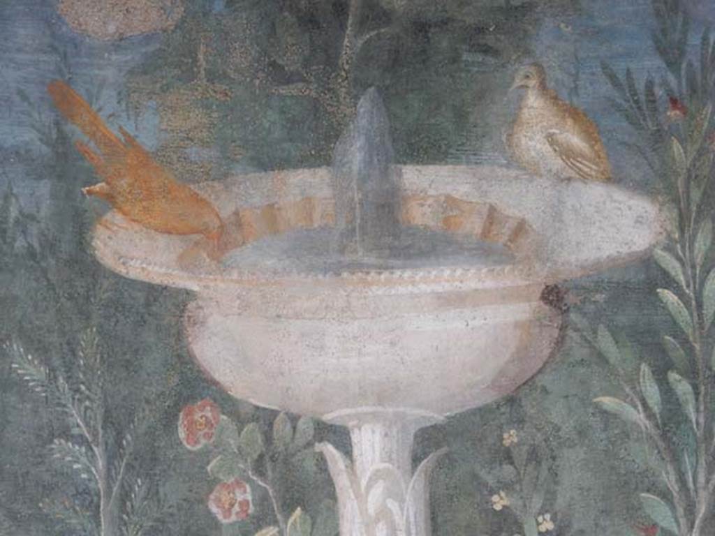 II.3.3 Pompeii. May 2016. Room 11, detail of fountain with birds. Photo courtesy of Buzz Ferebee.