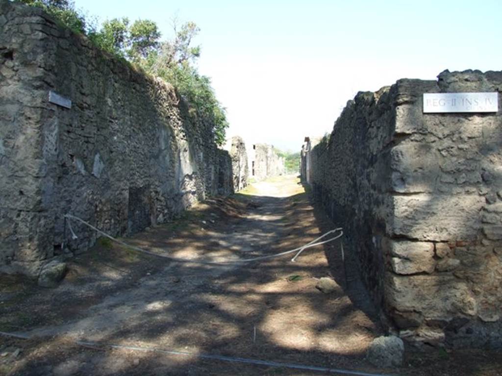 II.3.7 Pompeii. March 2009. Roadway between II.3 and II.4, looking north.