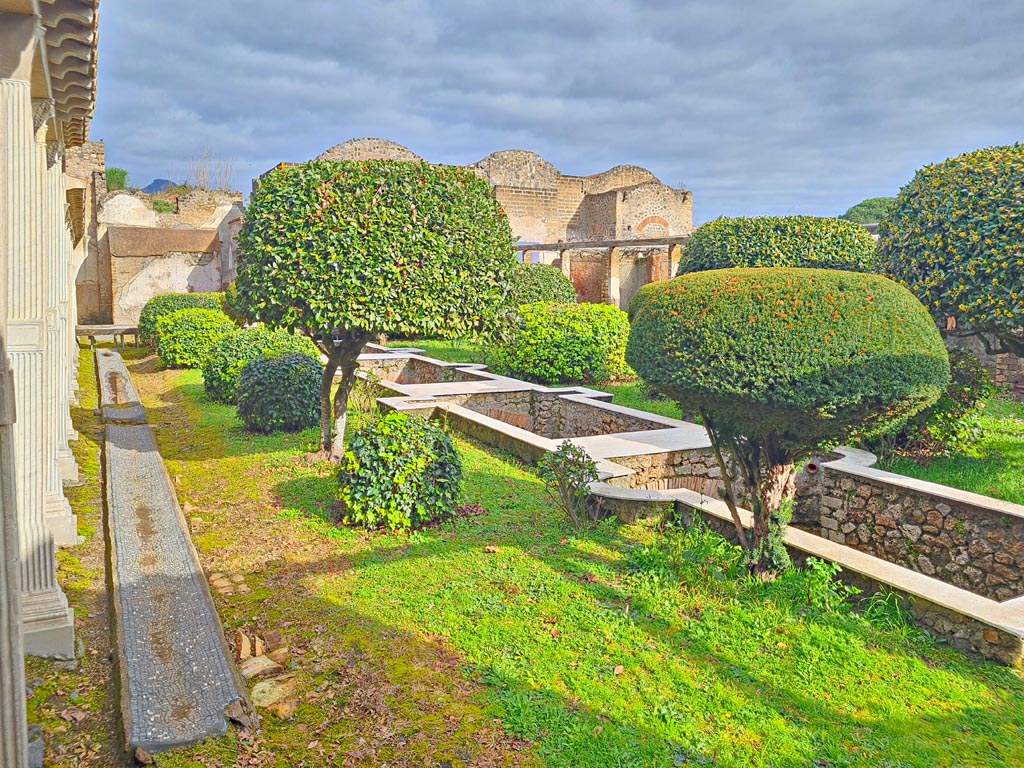 II.4.6 Pompeii. March 2024. Looking north along portico gutter in garden area. Photo courtesy of Giuseppe Ciaramella.