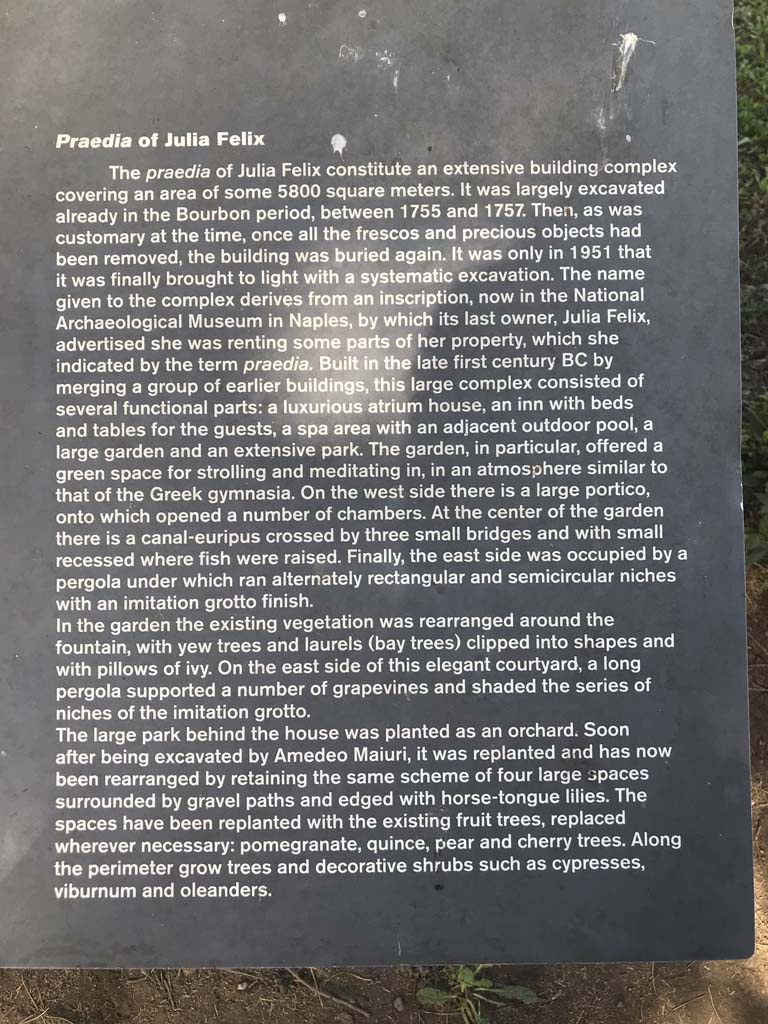 II.4.9 Pompeii. April 2019. Information card. Photo courtesy of Rick Bauer.  