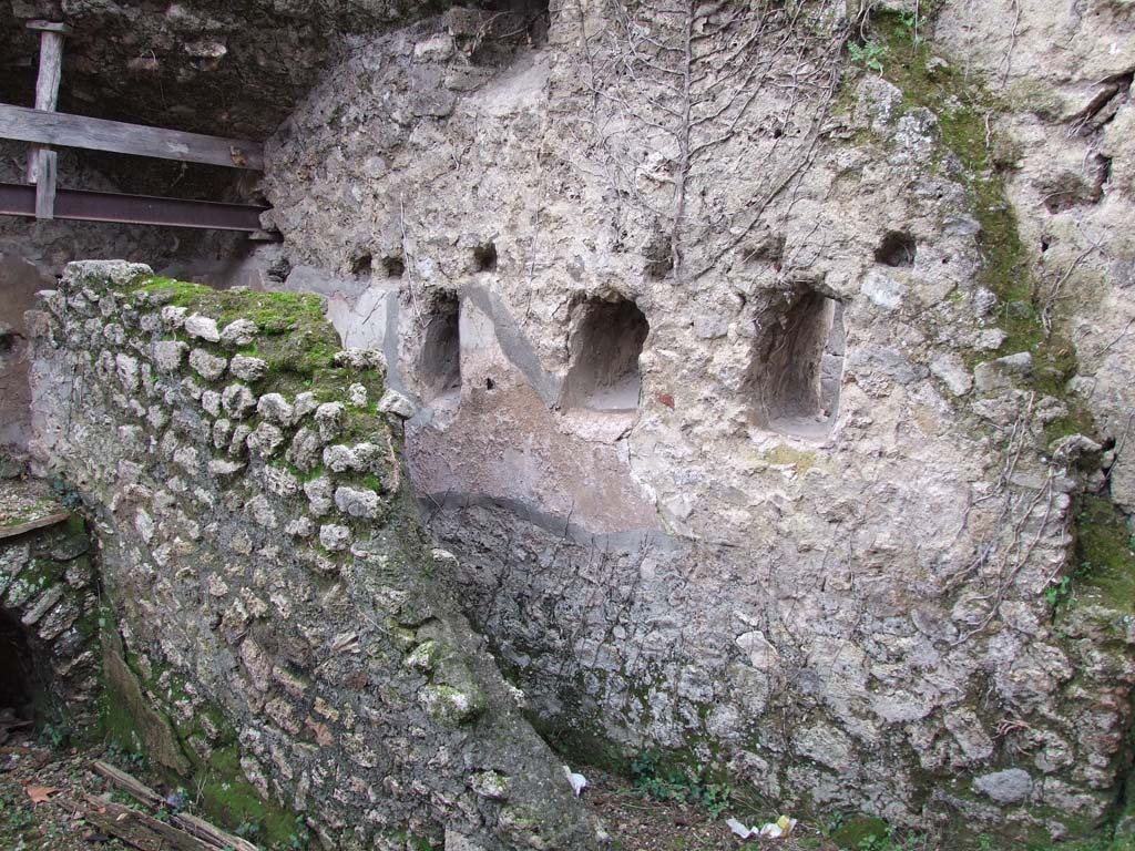 II.4.10 Pompeii. December 2006. Kitchen area, latrine and outside west wall.