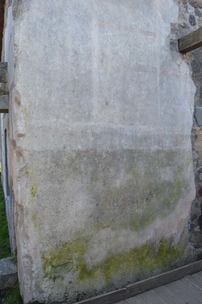 II.4.10 Pompeii. March 2019. 
East end of exterior south wall in peristyle/garden area, with remaining painted stucco. 
Foto Taylor Lauritsen, ERC Grant 681269 DÉCOR.


