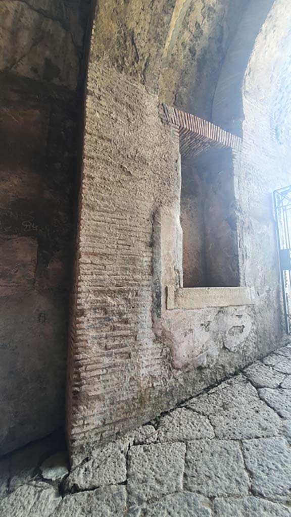 II.6 Pompeii. September 2024. 
Looking south along west wall of corridor. Photo courtesy of Giuseppe Ciaramella.
