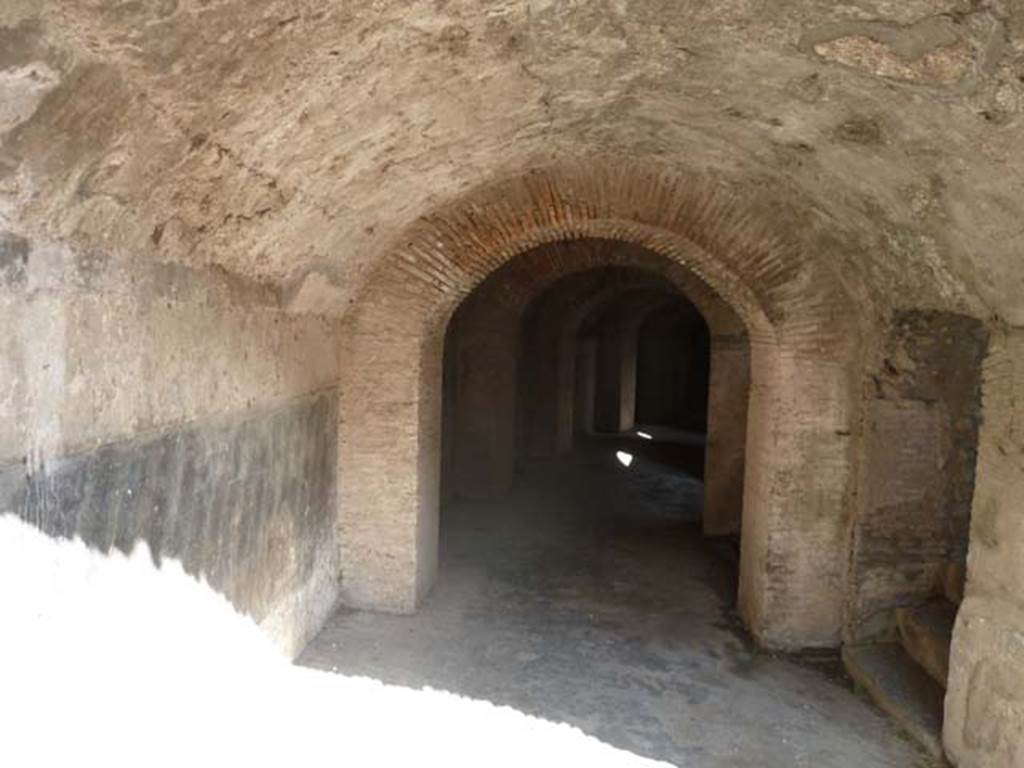 II.6 Pompeii. September 2015. East corridor under Amphitheatre, looking south-east from north entrance corridor.