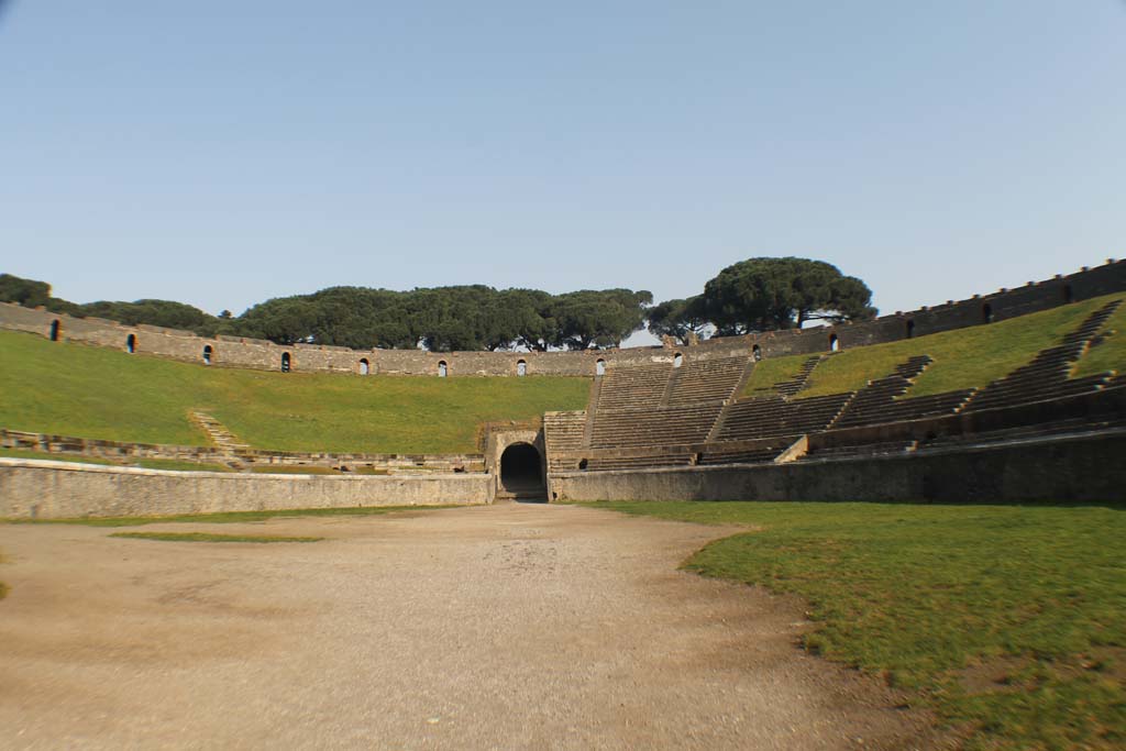 II.6 Pompeii. August 2021. Looking towards north end of arena of amphitheatre. Photo courtesy of Robert Hanson.