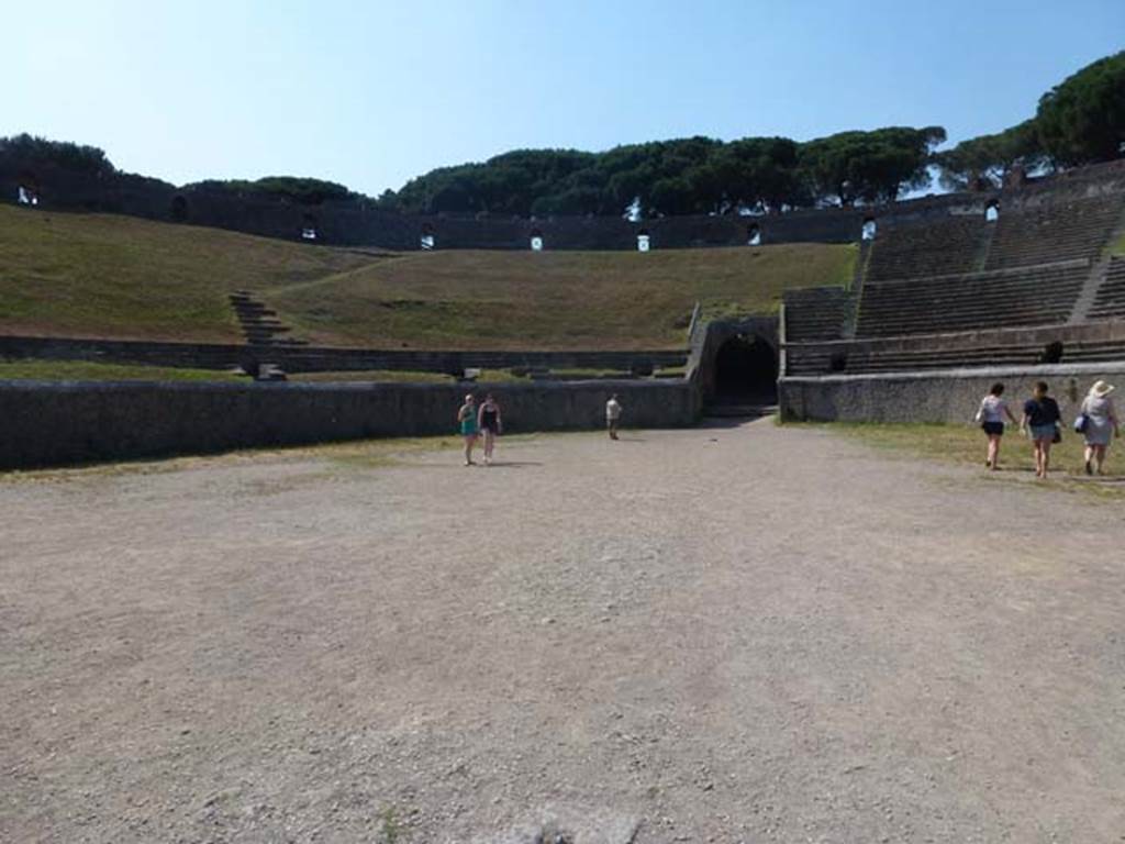 II.6 Pompeii. June 2012. Looking north-west across area and towards entrance at north end of Amphitheatre. Photo courtesy of Michael Binns.