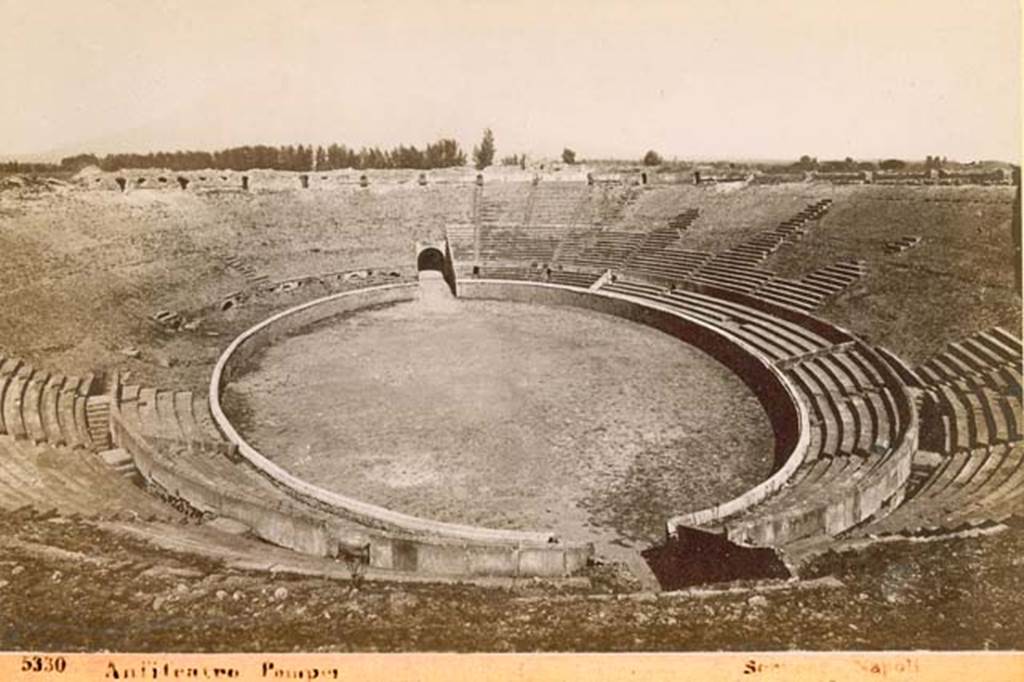 II.6 Pompeii. Looking north across amphitheatre. Sommer Napoli 5330, c.1880? Photo courtesy of Rick Bauer.