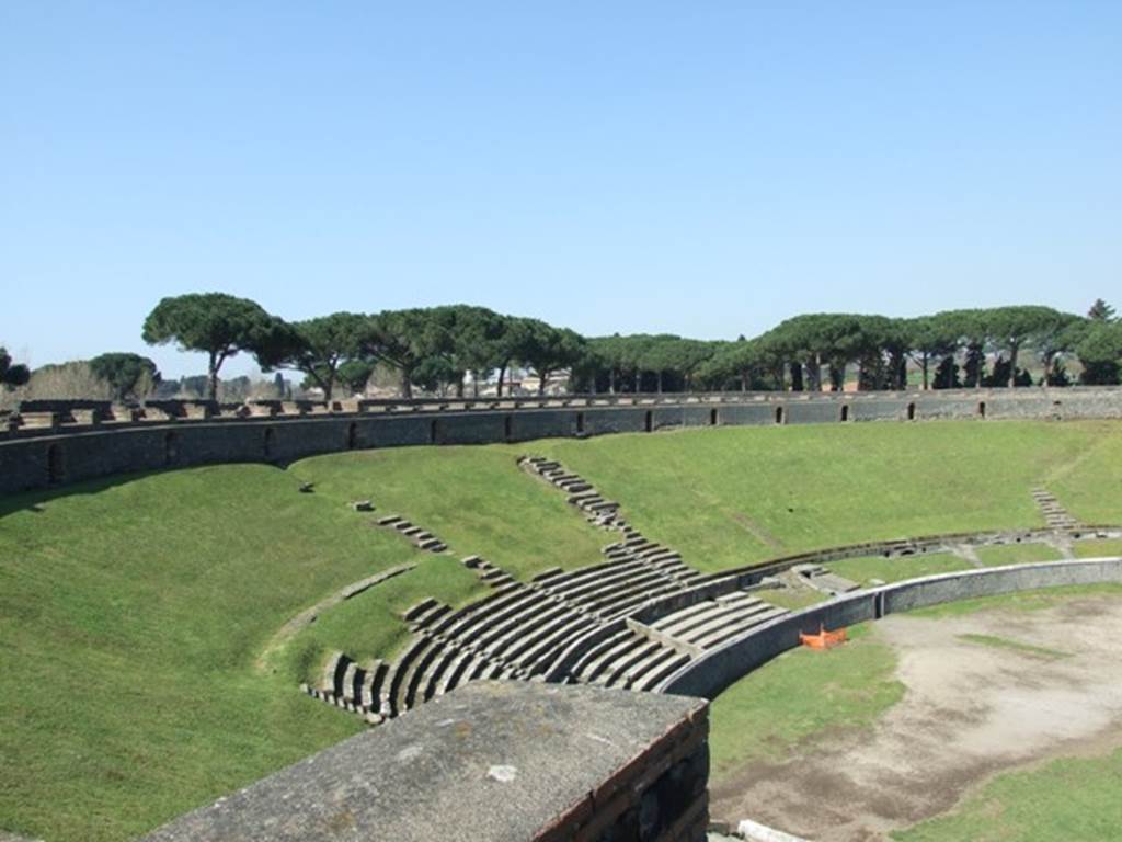 II.6 Pompeii. March 2009. Looking west from upper level of the Amphitheatre.  