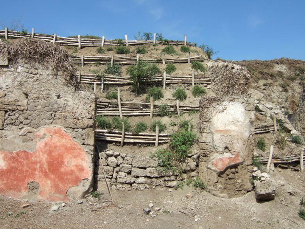 III.5.5 Pompeii. September 2005. Entrance doorway. According to Varone and Stefani, on the east side (right) of the entrance, the graffiti CIL IV 7744 and 7746 were found.  See Varone, A. and Stefani, G., 2009. Titulorum Pictorum Pompeianorum, Rome: Lerma di Bretschneider, (p.278)
According to Epigraphik-Datenbank Clauss/Slaby (See www.manfredclauss.de), these read as 
Paquium 
d(uum)v(irum)  i(ure)  d(icundo)  o(ro)  v(os)  f(aciatis)        [CIL IV 7744]

L(ucium) Albucium [        [CIL IV 7746]
