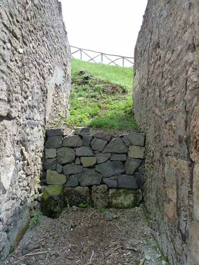 III.8.7 Pompeii. May 2010. Entrance corridor, looking south to blocked doorway to rear.