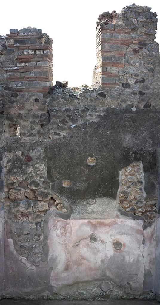 V.1.3 Pompeii. c.2008-10.  
Room 6, west wall, with doorway in upper floor, connecting with V.1.31. 
Photo by Hans Thorwid.
Photo courtesy of the Swedish Pompeii Project.
