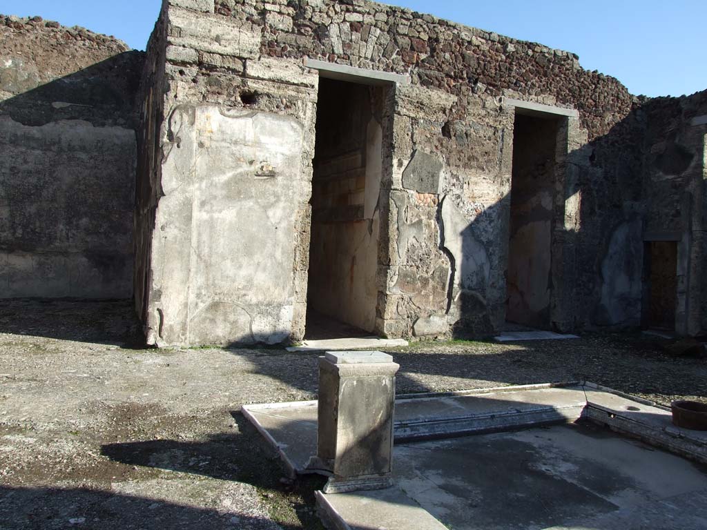 V.1.7 Pompeii. December 2007. Looking east across atrium to rooms 10, 11 and 12.