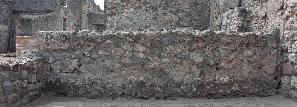 V.1.15 Pompeii. Post 2008. West wall of room “g”, after restoration in 2008. Photo by Hans Thorwid. 
Photo courtesy of the Swedish Pompeii Project.
