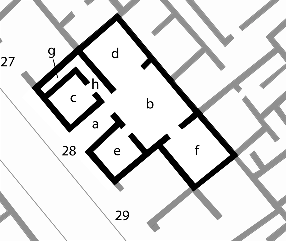 V.1.28 Pompeii. Based on plan in World of Pompeii.
Photo courtesy of The Swedish Pompeii Project.
