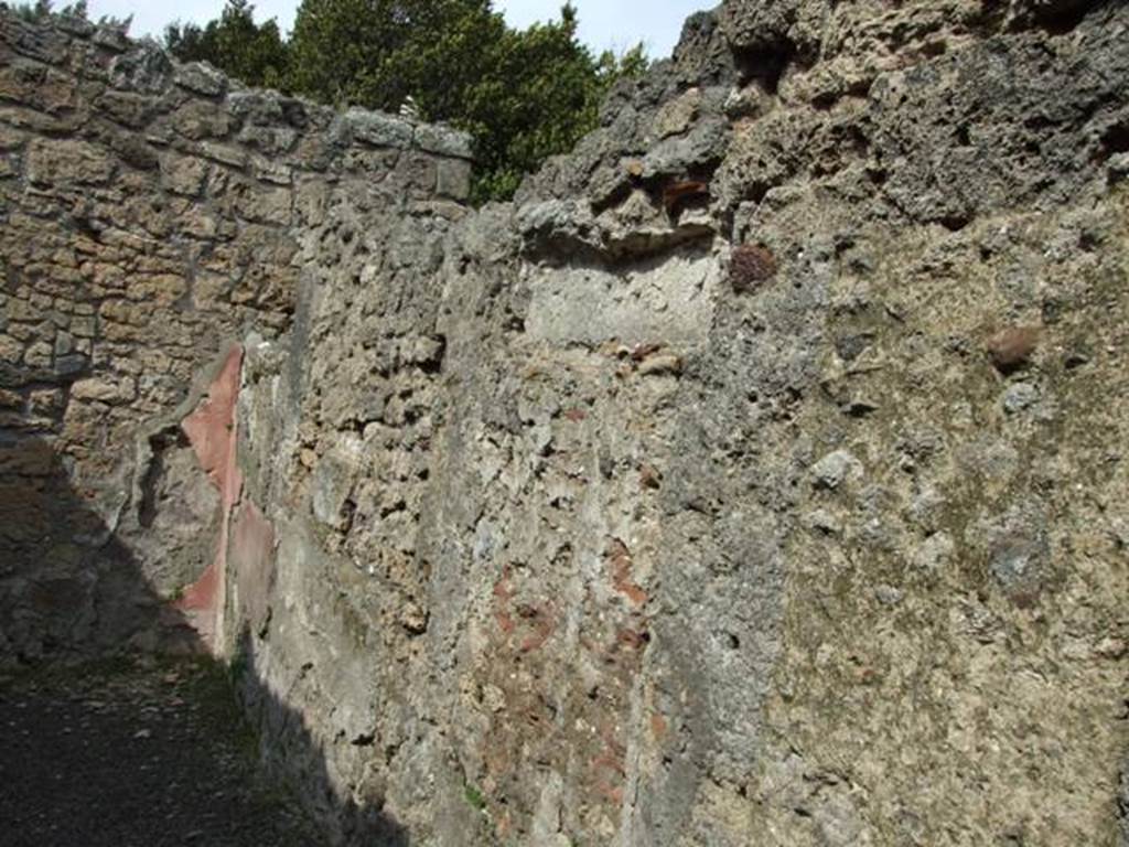 V.2.14 Pompeii. March 2009. East wall of rear room. On this wall was a wall painting of Ulysses and Circe.  Now in Naples Archaeological Museum.  Inventory number 119689.