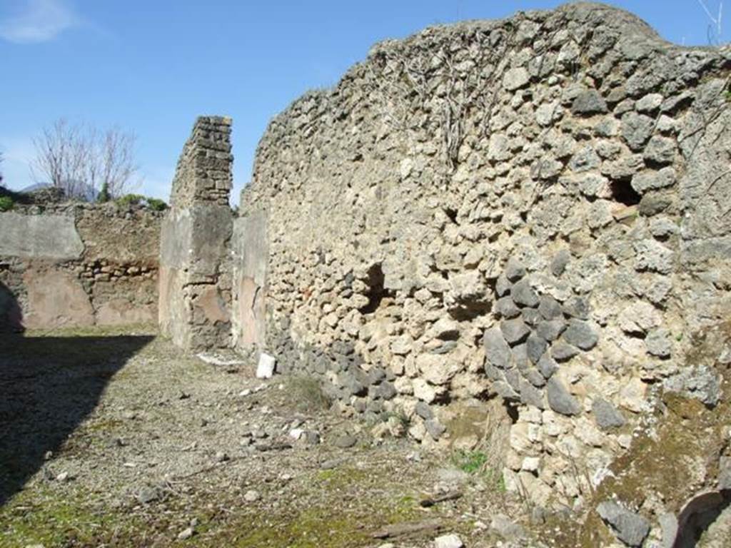 V.3.7 Pompeii.  March 2009.  Garden area.  East wall.  Looking north.