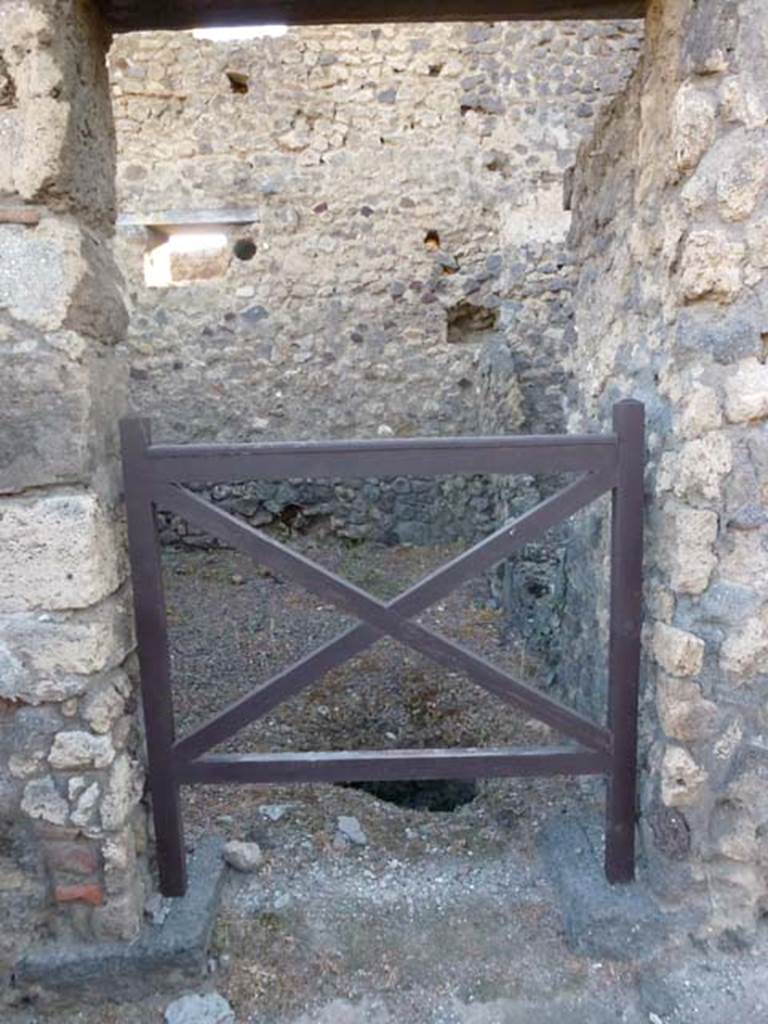 V.4.1 Pompeii. June 2012. Looking west through doorway to front room, with cistern mouth.
Photo courtesy of Michael Binns.
