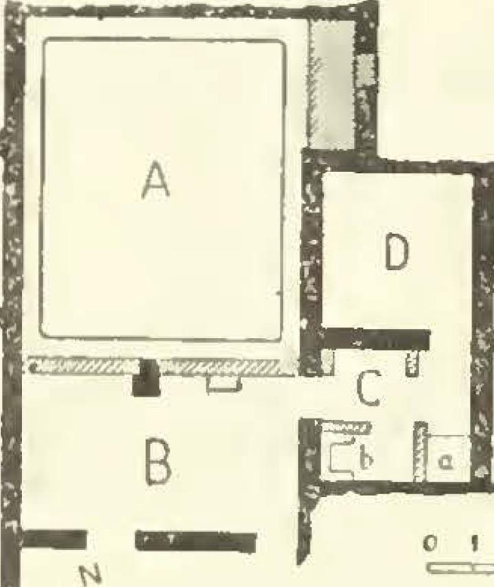 V.4.3 Pompeii. Drawing of rear of house in Notizie degli Scavi, 1901, p.256.
Of this house, already in large part described (see Notizie 1899, p.399 and following), I have now brought the garden area of the house and its adjacent rooms up into the light.
