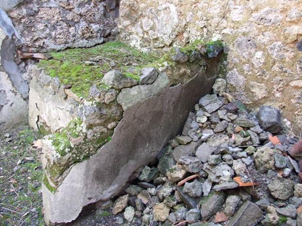 V.4.3 Pompeii.  March 2009.  Hearth in South east corner of Kitchen.